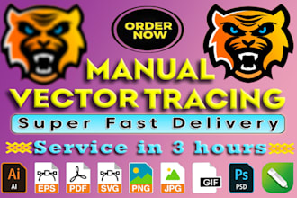 manual logo vector tracing, vectorize image, convert1hr