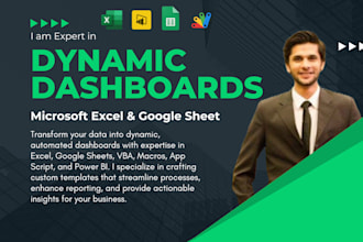 do data visualization, excel dashboard and google sheets dashboard
