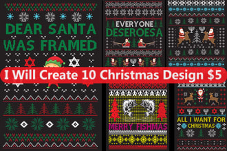 make attractive ugly christmas sweater and t shirt design