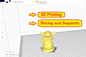 design 3d models and add supports in cura for 3d printing