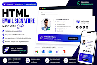 create HTML email signature for gmail, outlook and apple mail