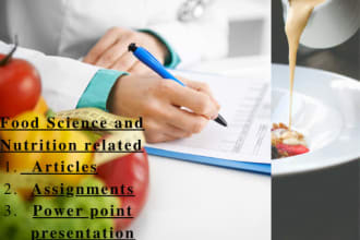 write food science, nutrition and technology related articles