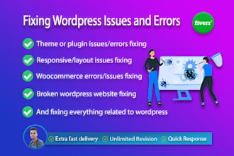 fix wordpress errors, wordpress issues or responsive task