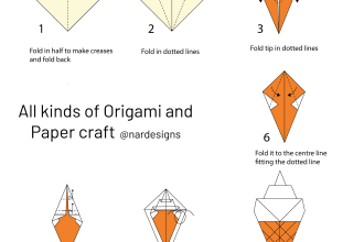 illustrate coloring book page and origami paper craft for kids