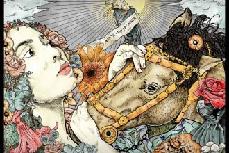 draw retro vintage illustration album or book cover n poster