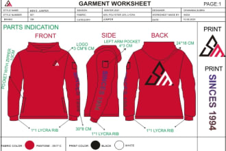 create streetwear hoodie,jogger,tshirt,and fashion design apparel tech pack