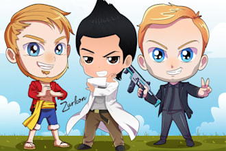 draw you a cute anime, cartoon chibi