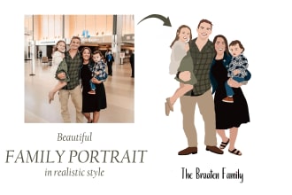 create realistic couple family portrait illustration