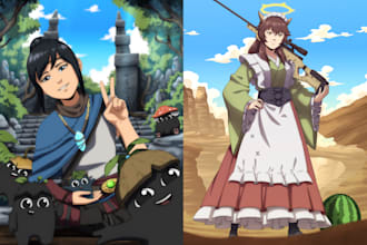 draw illustration in anime style for you