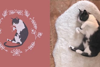 draw a cute custom portrait illustration of your pet, cat, dog
