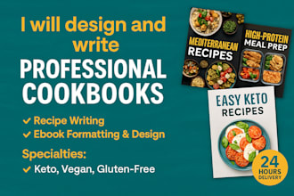 design and write professional cookbooks, recipes, or meal ebooks
