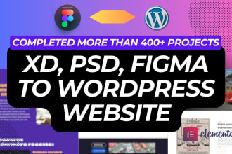 convert PSD, xd, figma to wordpress or figma to elementor pro