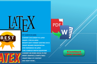 provide technical writing and file conversion, including latex formatting
