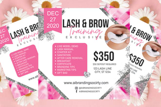 design hair extension or lash extension flyers