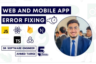 fix react, react native, next js, javascript or firebase, bugs, issues, errors