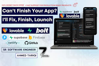 fix, improve, complete and launch ai built web or app, lovable, bolt, base44
