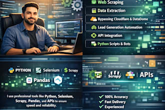 do web scraping , web crawler, data scraping, web scrapper task for you