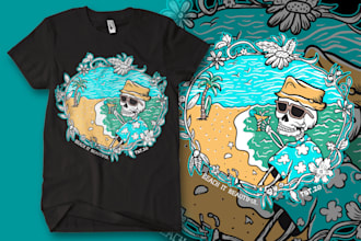 make skull illustration with hand drawing style