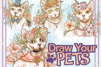 draw your pets with my vintage sketch style