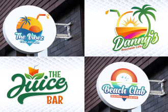 design unique juice bar, beach cafe, restaurant, salad and coffee shop logo