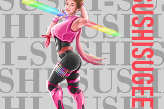illustrate a digital custom semi realistic character for you