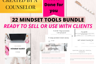 design mindset worksheets for life coaches, canva editable