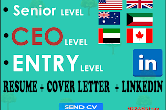 write and update resume, cover letter and linkedin