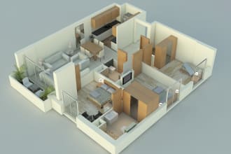 design architectural 2d 3d floor plan in autocad and 3d max