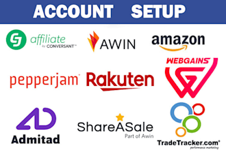 setup affiliate network account cj, shareasale, awin, rakuten