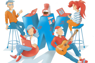 draw a flat or isometric illustration for your website, app