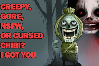 custom horror chibi creepy cute character for merch