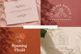 design boho hand drawn botanical feminine logo