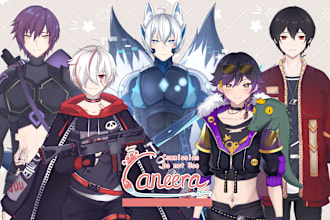 draw live2d art or vtuber model, ready for rigging