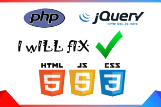 fix HTML, CSS, javascript, jquery, PHP, mysql issues