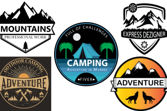 design outdoor adventure mountain rustic logo
