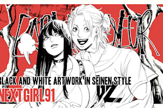 draw character in bnw seinen manga style