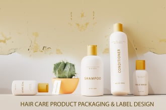 create herbal shampoo, hair conditioner, hair product packaging label