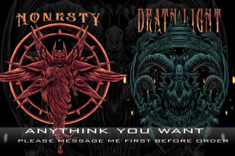 draw detailed dark art , horror illustration for your band