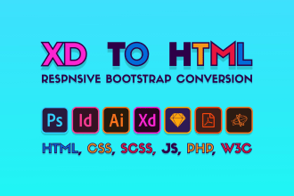 convert xd to html, figma to html, using bootstrap