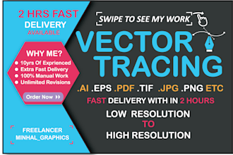 vector trace,vectorise raster jpg to vector ai,eps and redraw logo