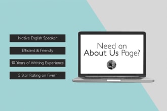 write your about us, home page, mission statement and more