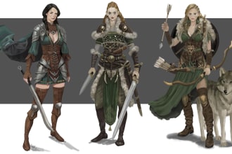 do dnd character art, illustration, concept art, commission art