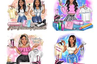 draw crafter logo, art, bag shop business clothing designer portrait