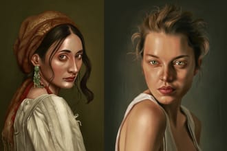 draw digital portrait oil painting from photo