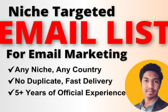 provide verified niche targeted email list for email marketing