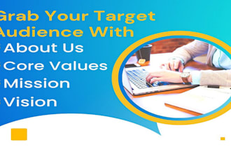 write a powerful mission, vision statement, and about us page