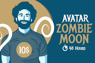 draw minimalist avatar of zombie moon style