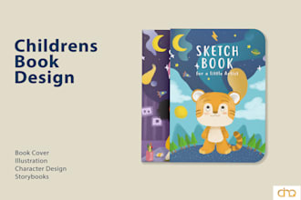 create childrens book cover and illustration