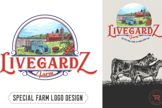 create vintage farm  design logo hand drawn illustration