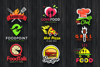 design food and restaurant logo, BBQ menu